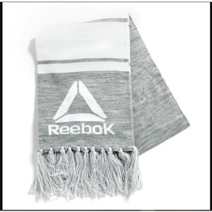 Reebok Fringed Scarf Logo Gray White Soccer One Size Men's Women's New